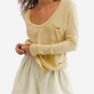 We The Free Yellow Long Sleeve Relaxed Blouse